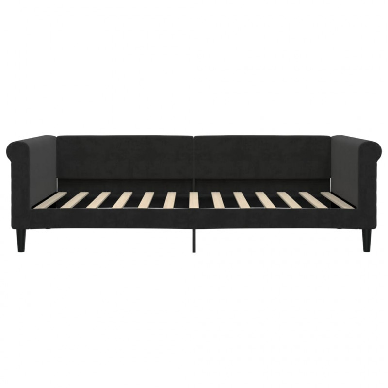 Sofa rozsuwana z szufladami, czarna, 100x200 cm, aksamit
