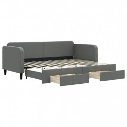 Sofa rozsuwana z szufladami, ciemnoszara, 80x200 cm, tkanina