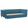 Sofa rozsuwana z szufladami, niebieska, 90x200 cm, aksamit