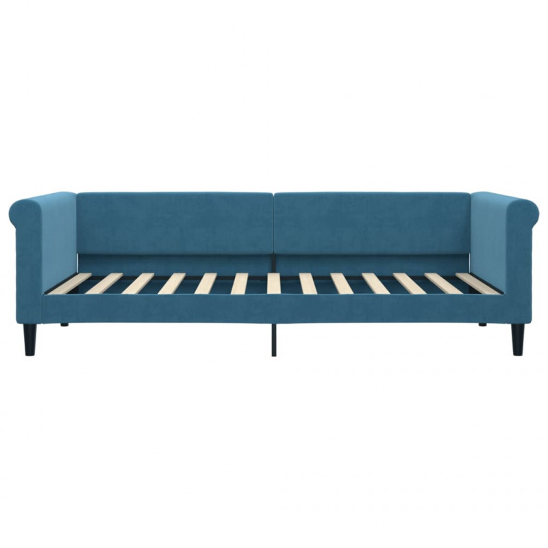 Sofa rozsuwana z szufladami, niebieska, 90x200 cm, aksamit
