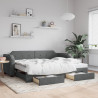 Sofa rozsuwana z szufladami, ciemnoszara, 90x200 cm, tkanina