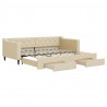 Sofa rozsuwana z szufladami, kremowa, 90x200 cm, tkanina