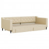 Sofa rozsuwana z szufladami, kremowa, 90x200 cm, tkanina