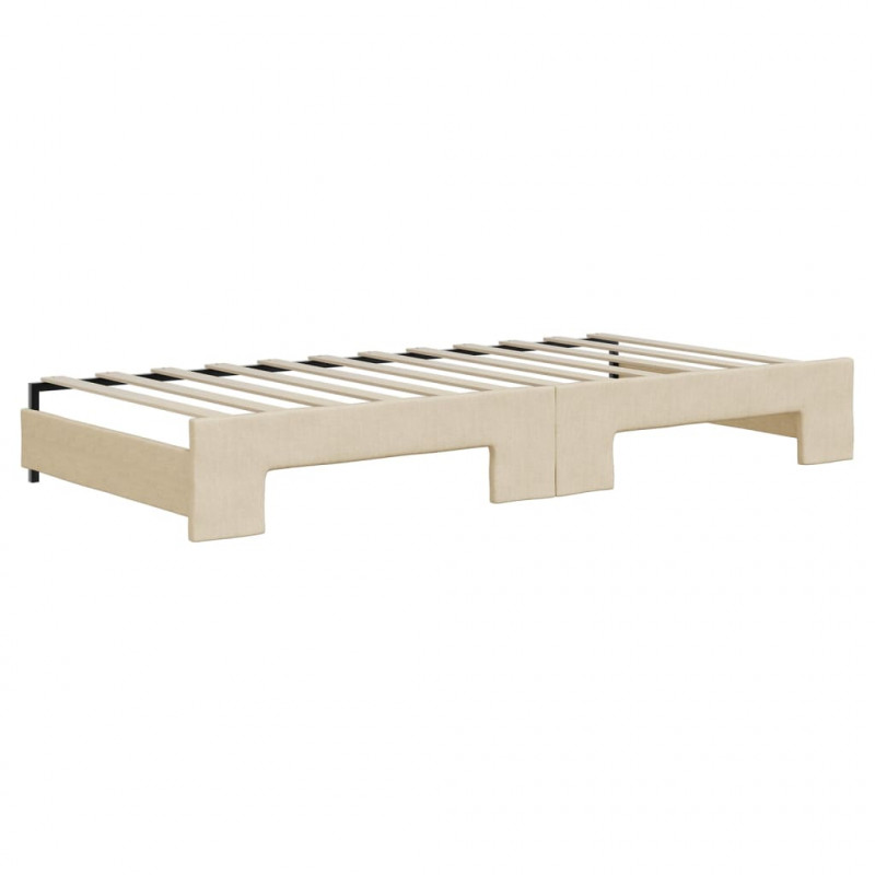 Sofa rozsuwana z szufladami, kremowa, 90x200 cm, tkanina