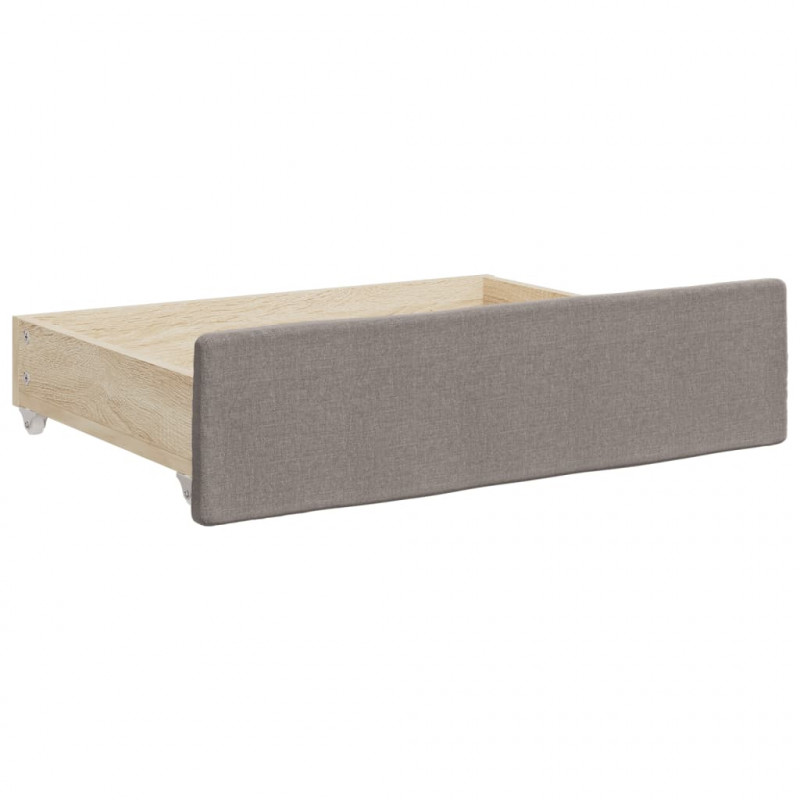 Sofa rozsuwana z szufladami, taupe, 90x200 cm, tkanina