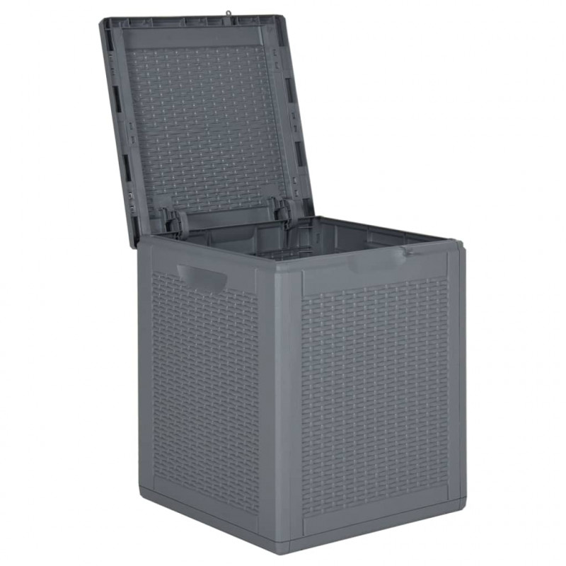 Skrzynia ogrodowa, szara, rattan PP, 90 L