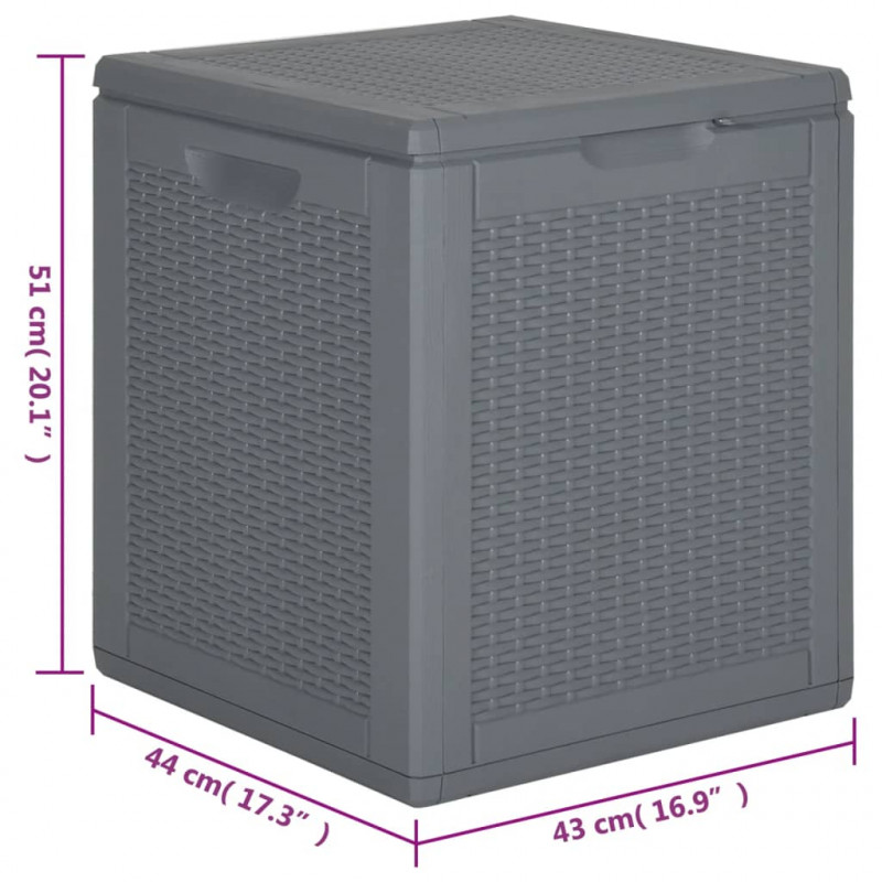 Skrzynia ogrodowa, szara, rattan PP, 90 L