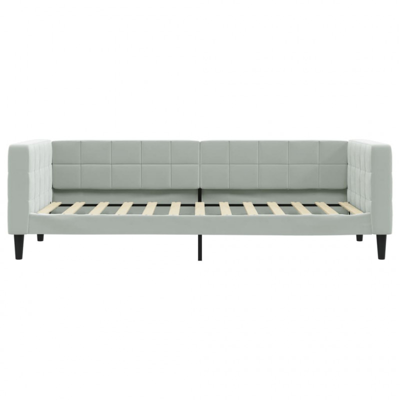 Sofa rozsuwana z szufladami, jasnoszara, 90x200 cm, aksamit