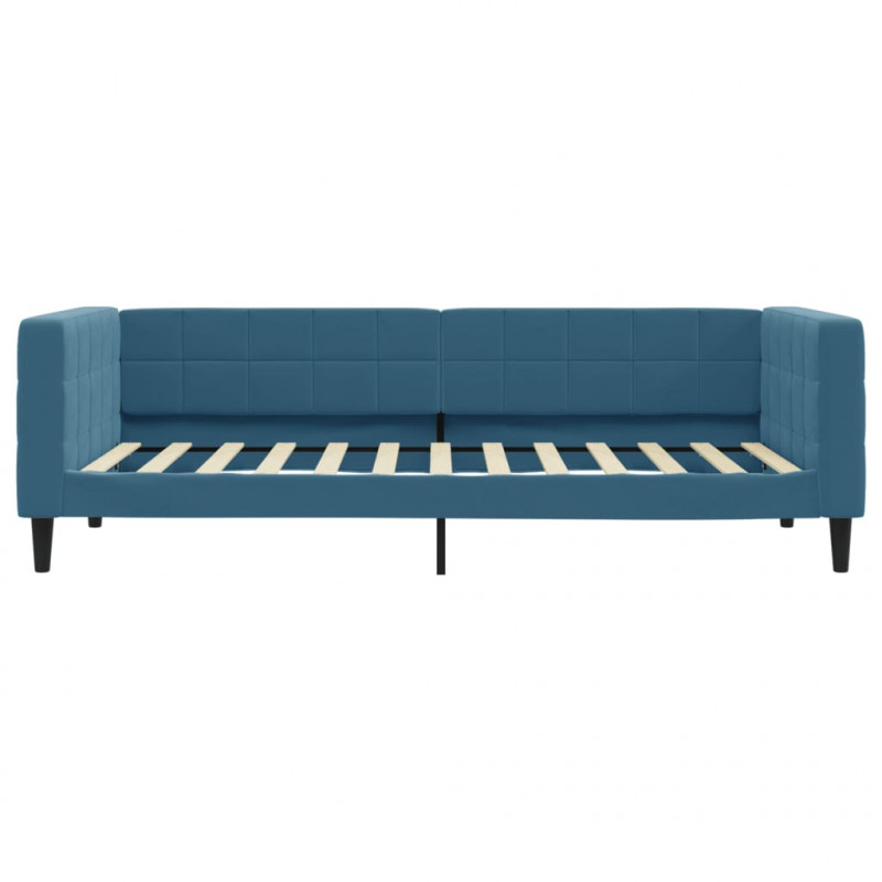 Sofa rozsuwana z szufladami, niebieska, 100x200 cm, aksamit