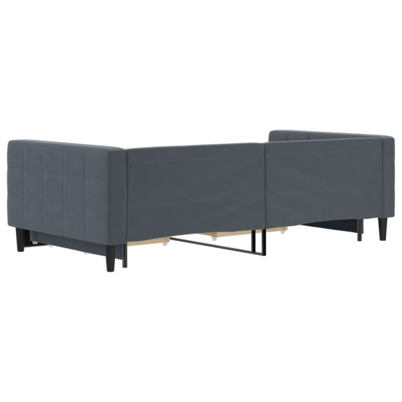 Sofa rozsuwana z szufladami, ciemnoszara, 100x200 cm, aksamit