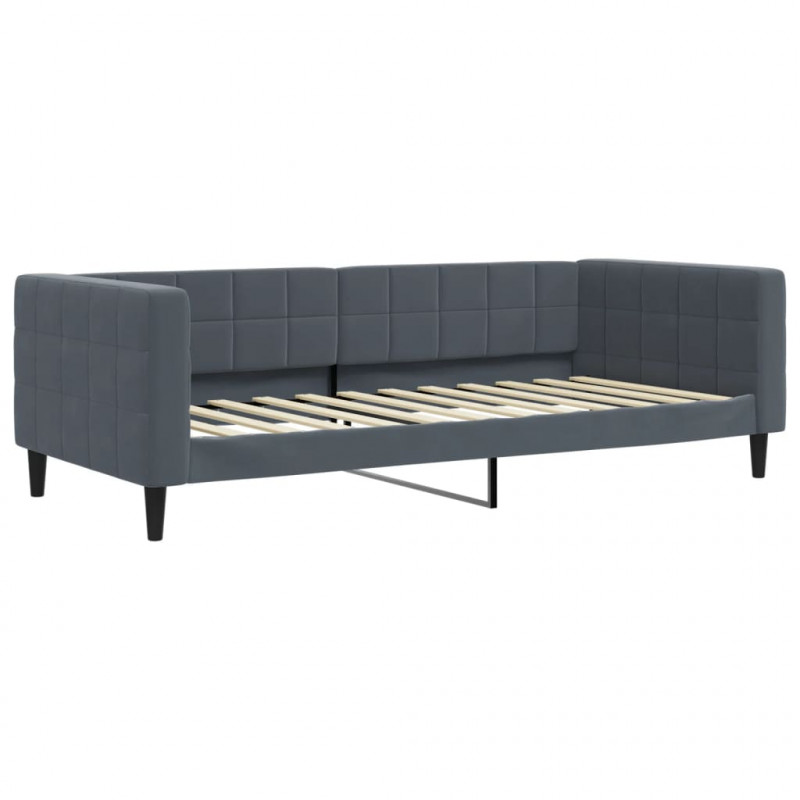 Sofa rozsuwana z szufladami, ciemnoszara, 100x200 cm, aksamit