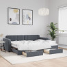 Sofa rozsuwana z szufladami, ciemnoszara, 80x200 cm, aksamit