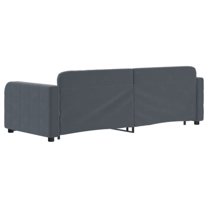 Sofa rozsuwana z szufladami, ciemnoszara, 80x200 cm, aksamit
