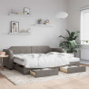 Sofa rozsuwana z szufladami, taupe, 90x200 cm, tkanina