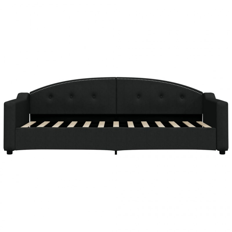 Sofa rozsuwana z szufladami, czarna, 80x200 cm, tkanina