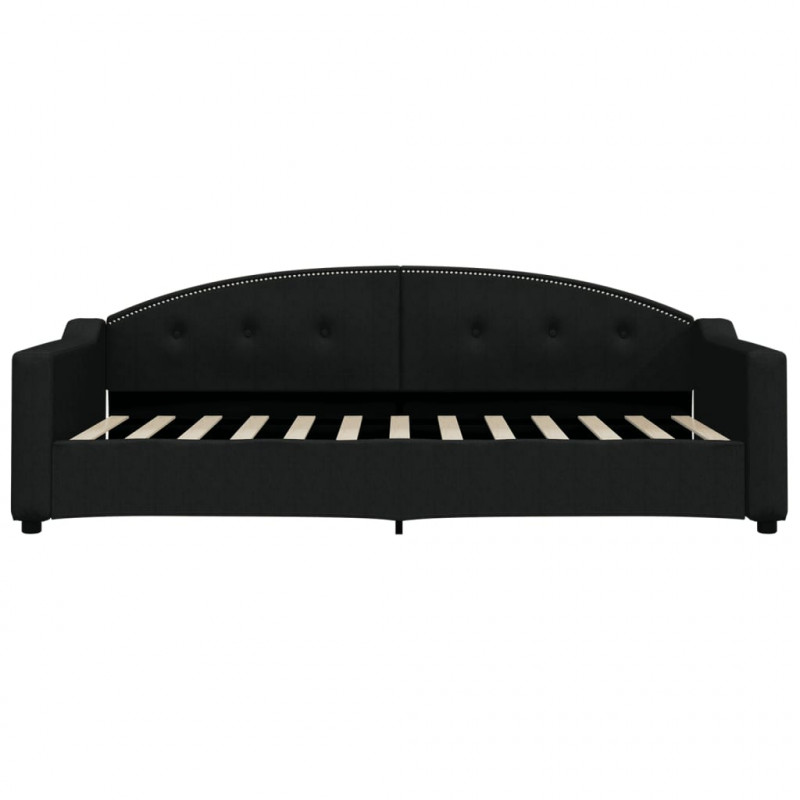 Sofa rozsuwana z szufladami, czarna, 90x200 cm, tkanina