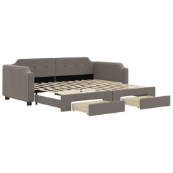 Sofa rozsuwana z szufladami, taupe, 100x200 cm, tkanina