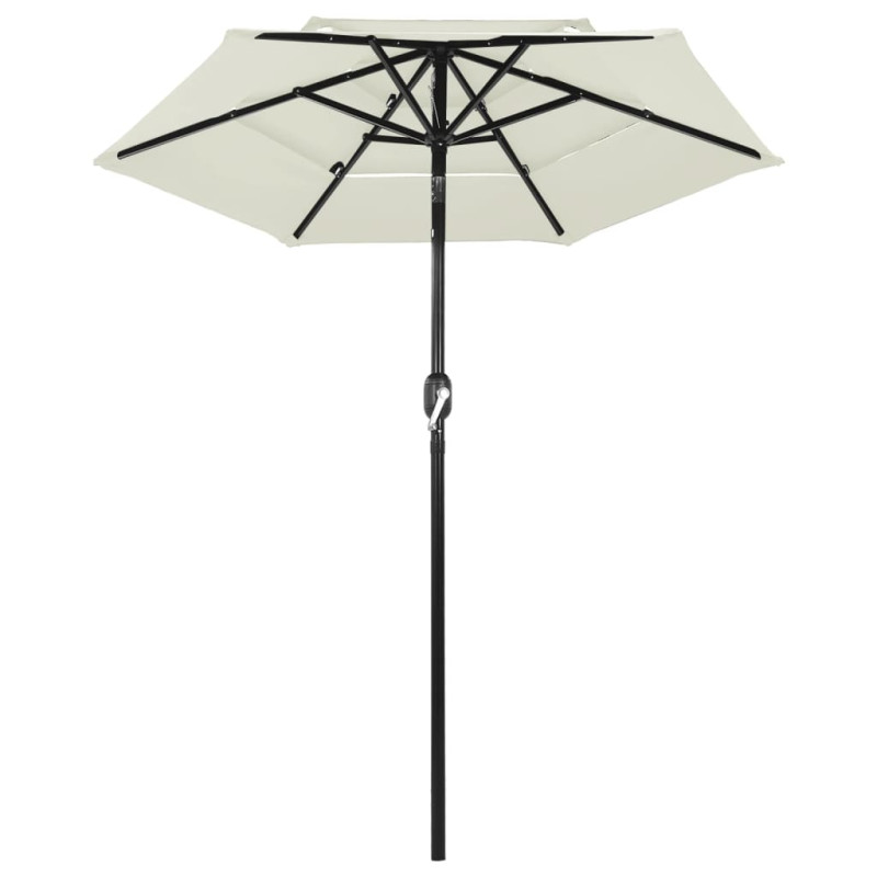 3-poziomowy parasol na aluminiowym słupku, piaskowy, 2 m