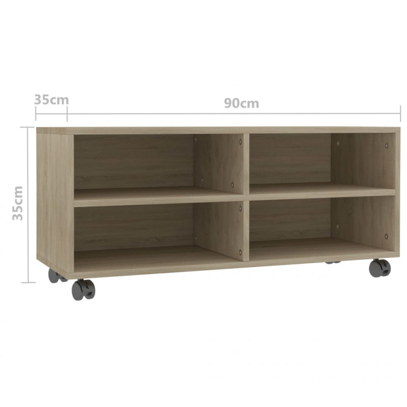 Szafka pod TV, dąb sonoma, 90x35x35 cm, materiał drewnopochodny