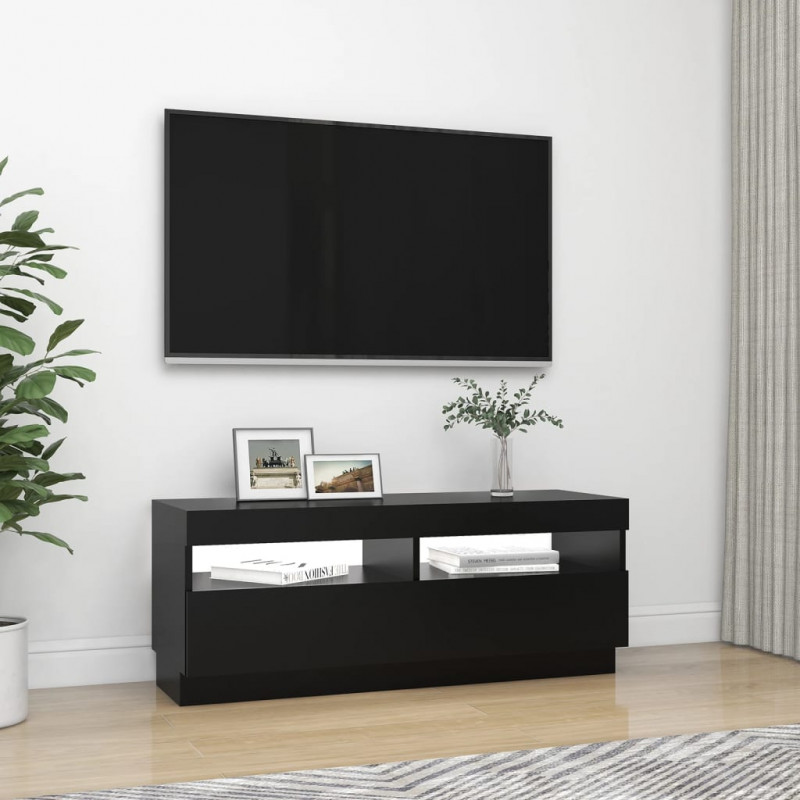 Szafka pod TV z oświetleniem LED, czarna, 100x35x40 cm