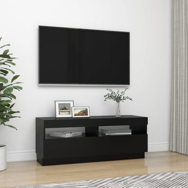 Szafka pod TV z oświetleniem LED, czarna, 100x35x40 cm