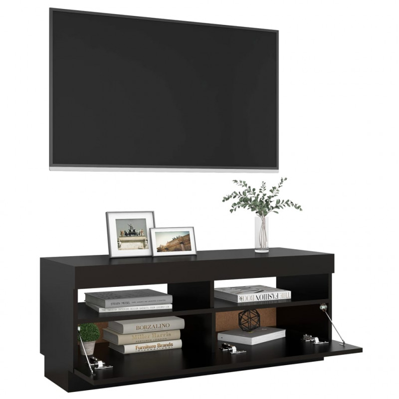 Szafka pod TV z oświetleniem LED, czarna, 100x35x40 cm