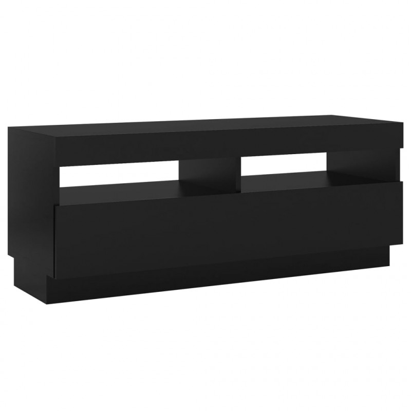 Szafka pod TV z oświetleniem LED, czarna, 100x35x40 cm