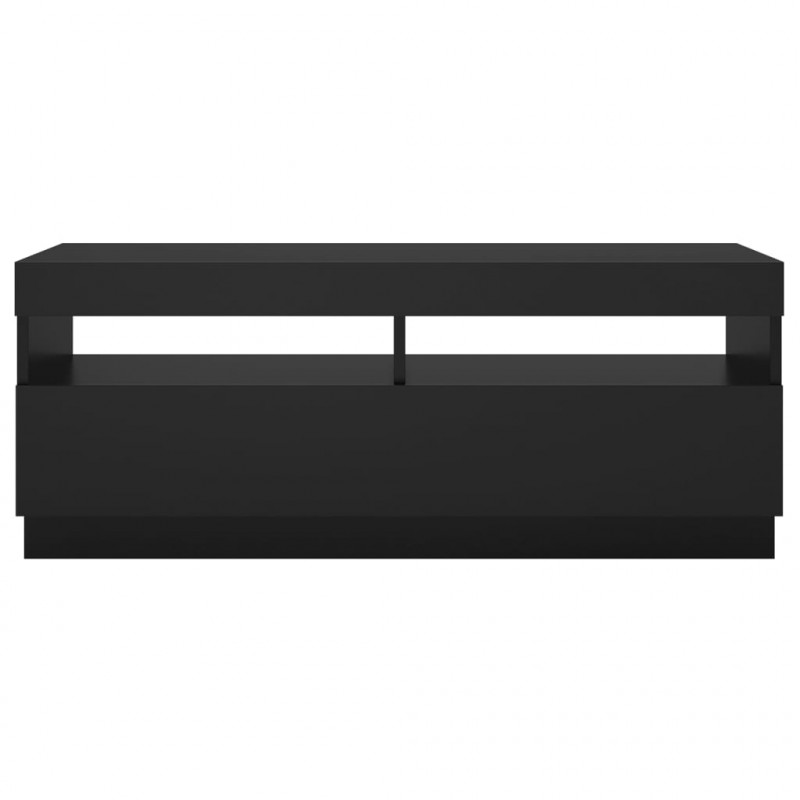 Szafka pod TV z oświetleniem LED, czarna, 100x35x40 cm