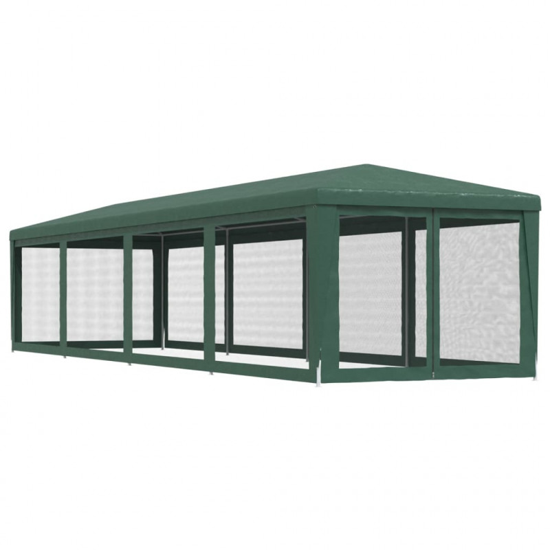 Namiot imprezowy z 10 ścianami z siatki, zielony, 3x12 m, HDPE