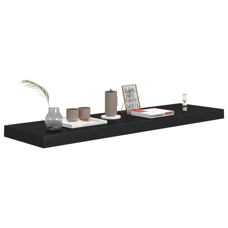Półki ścienne, 4 szt., czarne, 90x23,5x3,8 cm, MDF