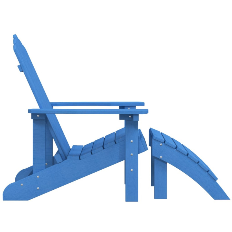Krzesło Adirondack z podnóżkiem, HDPE, morski błękit