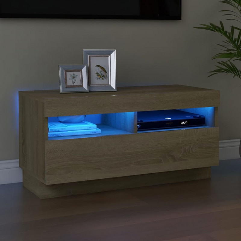 Szafka TV z oświetleniem LED, dąb sonoma, 80x35x40 cm