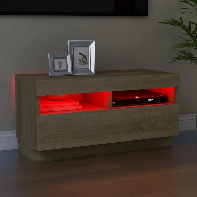 Szafka TV z oświetleniem LED, dąb sonoma, 80x35x40 cm
