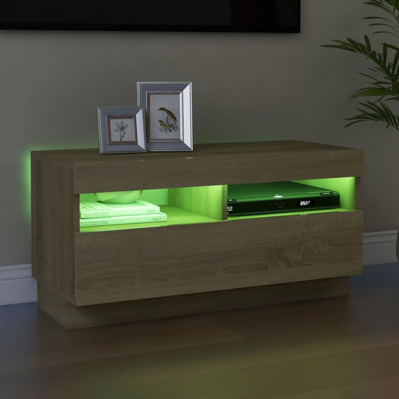 Szafka TV z oświetleniem LED, dąb sonoma, 80x35x40 cm