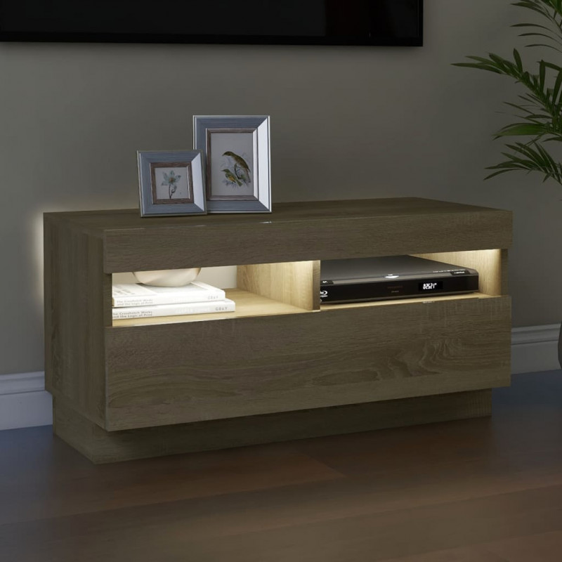 Szafka TV z oświetleniem LED, dąb sonoma, 80x35x40 cm