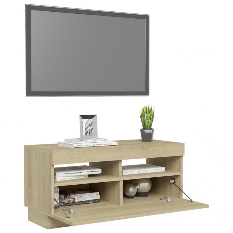 Szafka TV z oświetleniem LED, dąb sonoma, 80x35x40 cm