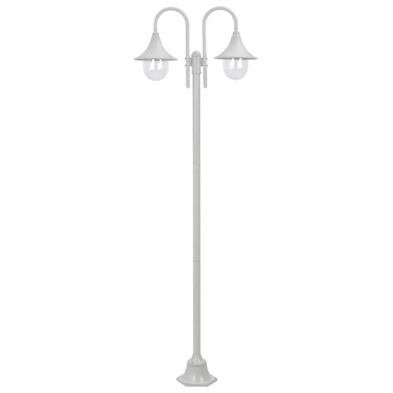 Latarnia ogrodowa 2-punktowa, 220 cm, aluminium, E27, biała