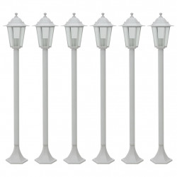 Lampy ogrodowe, 110 cm, E27, aluminium, 6 szt., białe
