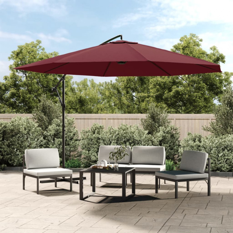 Parasol wiszący z aluminiowym słupkiem, 350 cm, bordowy