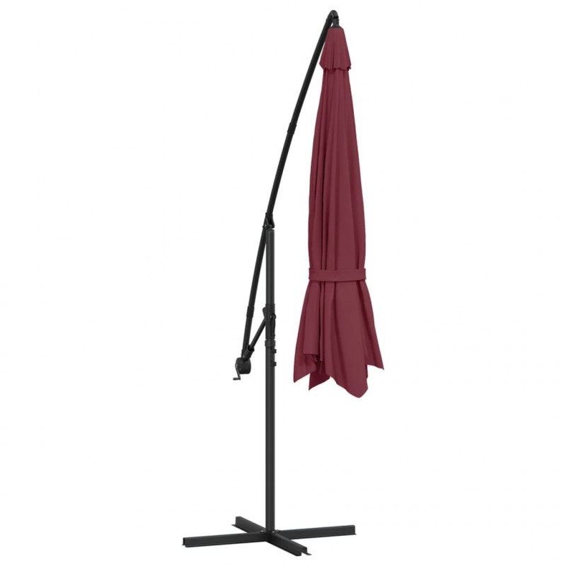 Parasol wiszący z aluminiowym słupkiem, 350 cm, bordowy