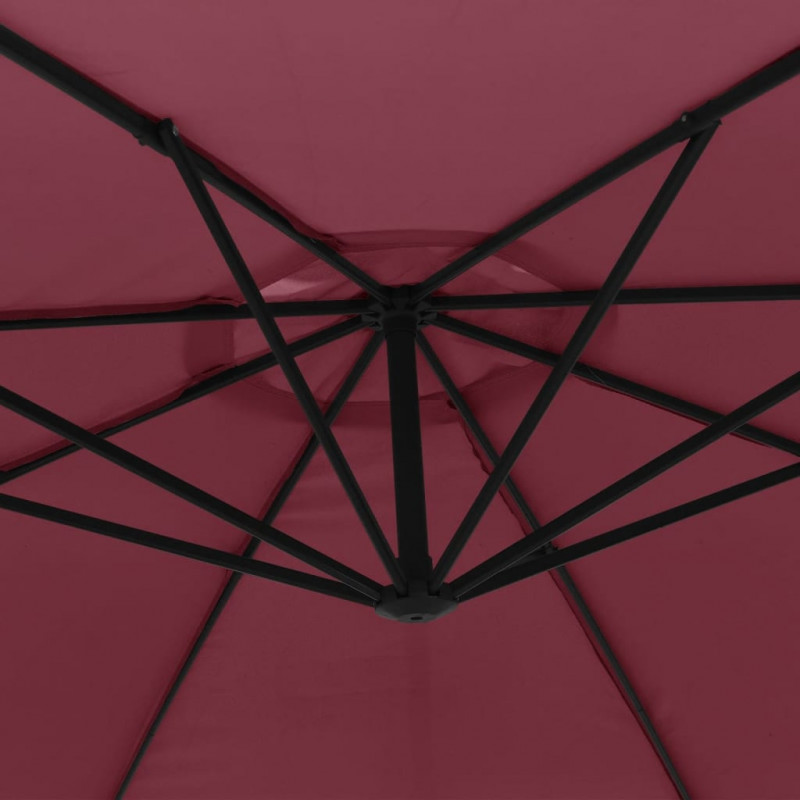 Parasol wiszący z aluminiowym słupkiem, 350 cm, bordowy