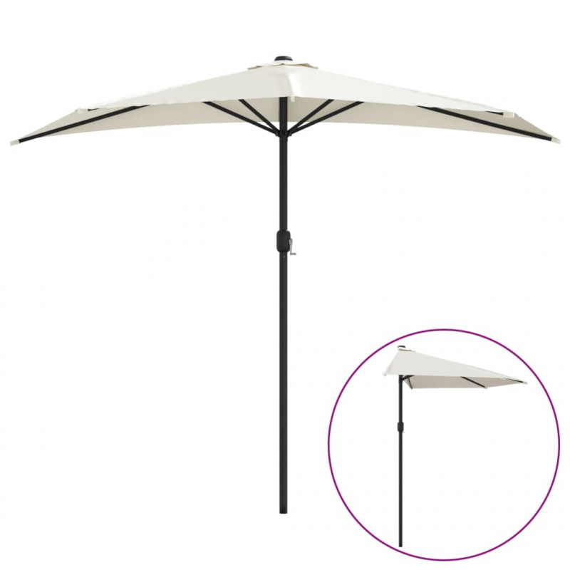 Półparasol balkonowy na słupku z aluminium, 270x144cm, piaskowy