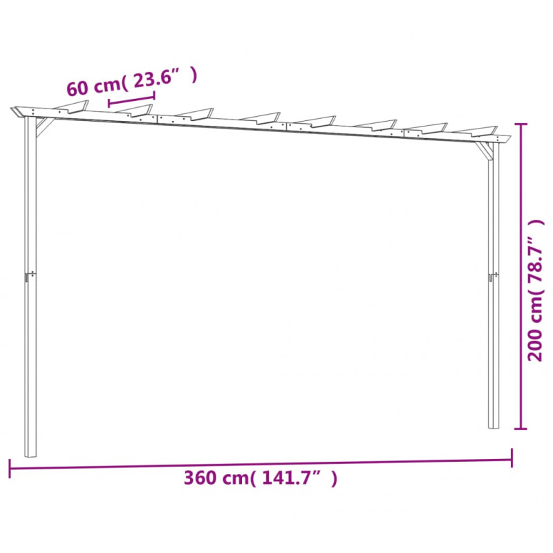 Pergola ogrodowa, impregnowane drewno sosnowe, 360x200x60cm