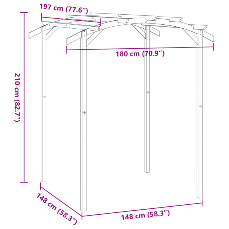 Pergola ogrodowa, impregnowana sosna, 180x197x210 cm