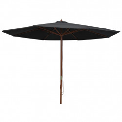 Parasol ogrodowy na drewnianym słupku, 350 cm, czarny