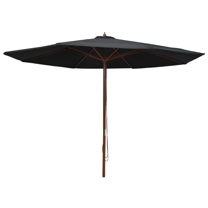 Parasol ogrodowy na drewnianym słupku, 350 cm, czarny