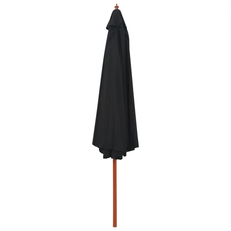 Parasol ogrodowy na drewnianym słupku, 350 cm, czarny