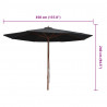 Parasol ogrodowy na drewnianym słupku, 350 cm, czarny