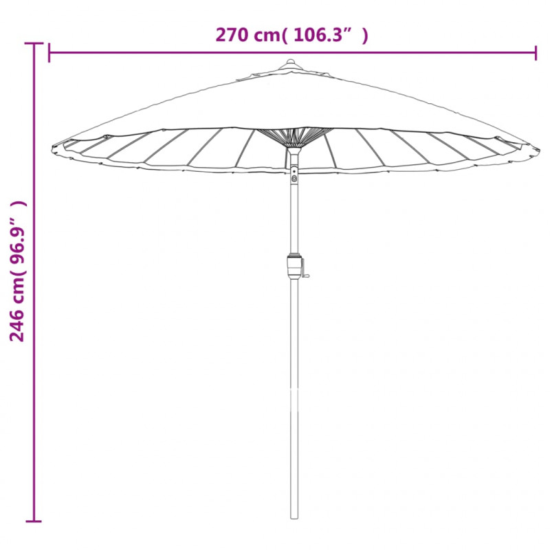 Parasol ogrodowy na słupku aluminiowym, 270 cm, taupe