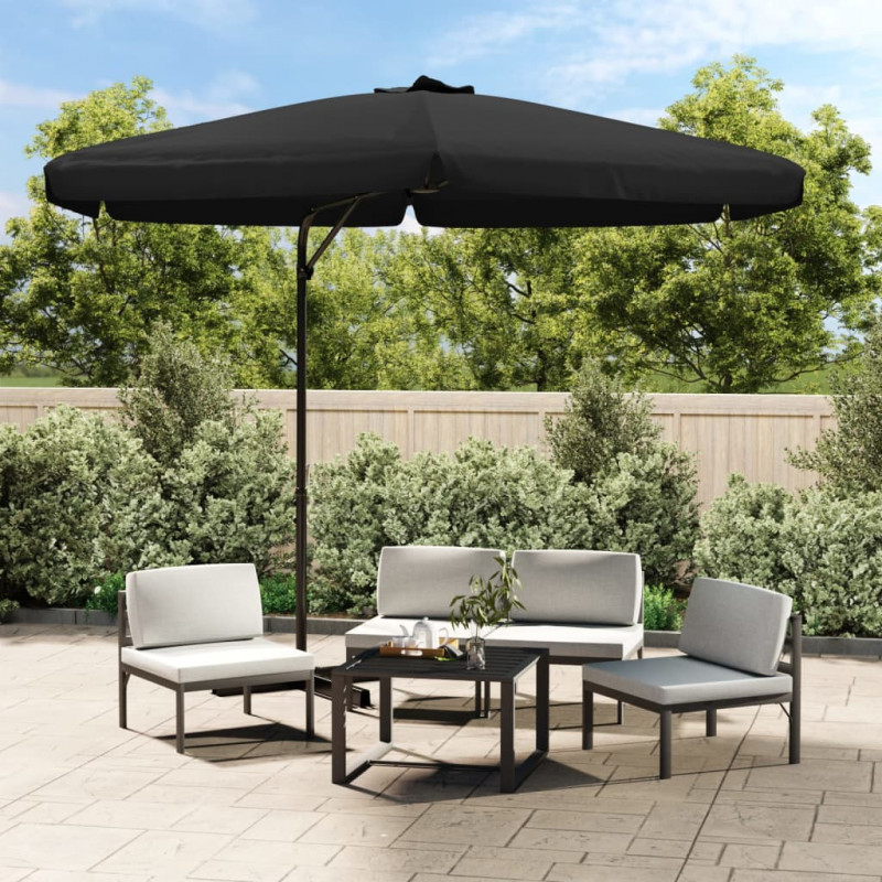 Parasol ogrodowy na stalowym słupku, 300 cm, czarny